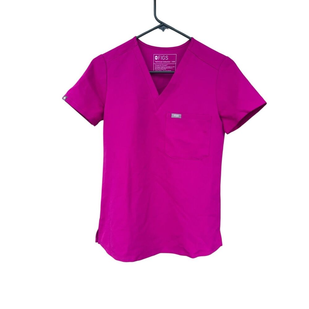 Figs Women's V-Neck Scrub Top in Magenta